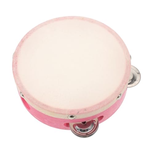 DIKACA Tamburin Partys Held Drum Musical Hold Percussion Mini Für Kleine Handinstrumente Rosa Kunstleder von DIKACA
