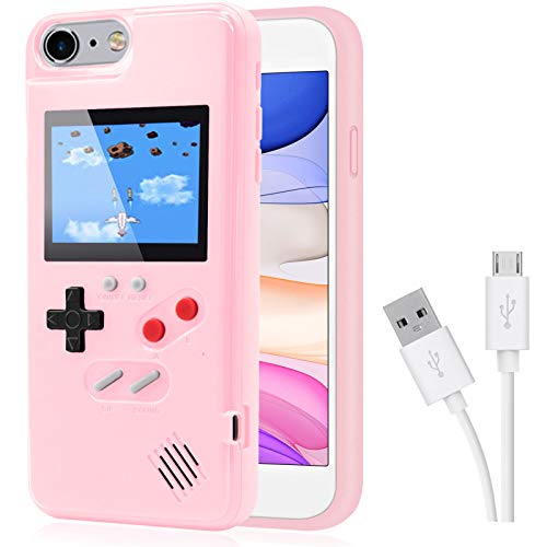 DIKKAR Game Case für iPhone, Retro-Schutzhülle mit Eigener Stromversorgung,36 Kleine Spiele,Farbdisplay,Videospieletui für iPhone 6Plus/6sPlus/7Plus/8Plus (Rosa) von DIKKAR
