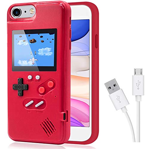 DIKKAR Game Case für iPhone, Retro-Schutzhülle mit Eigener Stromversorgung,36 Kleine Spiele,Farbdisplay,Videospieletui für iPhone 6Plus/6sPlus/7Plus/8Plus (Rot) von DIKKAR
