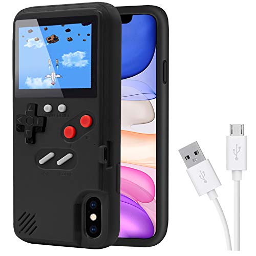 DIKKAR Game Case für iPhone, Retro-Schutzhülle mit Eigener Stromversorgung,36 Kleine Spiele,Farbdisplay,Videospieletui für iPhone X/Xs (Schwarz) von DIKKAR