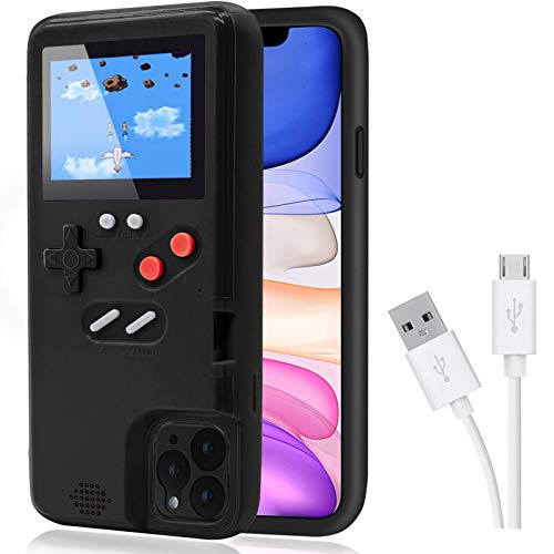 DIKKAR Game Case für iPhone, Retro-Schutzhülle mit Eigener Stromversorgung,36 lustige Minispiele,Farbdisplay,Videospieletui für iPhone 14 Plus (Schwarz) von DIKKAR