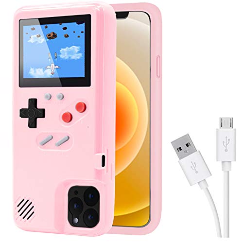 DIKKAR Game Case für iPhone, Retro-Schutzhülle mit Eigener Stromversorgung,36 lustige Minispiele,Farbdisplay,Videospieletui für iPhone 15 (Rosa) von DIKKAR