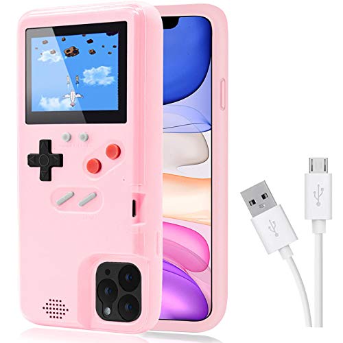 DIKKAR Game Phone Case for iPhone,Dikar Farbdisplay,Retro Schutzhülle Self-Powered Case with 36 Little Games,Videospielkoffer for iPhone 14 (Rosa) von DIKKAR