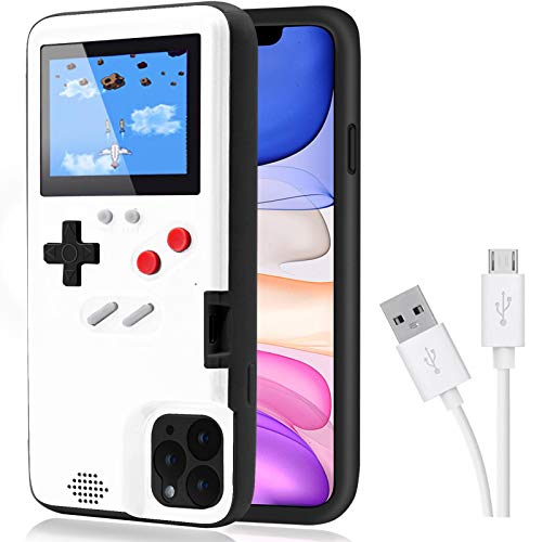 DIKKAR Game Phone Case for iPhone,Dikar Farbdisplay,Retro Schutzhülle Self-Powered Case with 36 Little Games,Videospielkoffer for iPhone 14 Pro Max (Weiß) von DIKKAR
