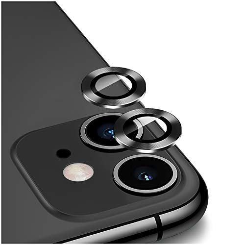 DIKKAR Kameraobjektivschutz für iPhone 11, Kratzfeste HD-Kameraschutzfolie aus Gehärtetem Glas und Aluminiumlegierung,Einfache Installation Metallring Kreislinse Bildschirmabdeckung (Schwarz) von DIKKAR