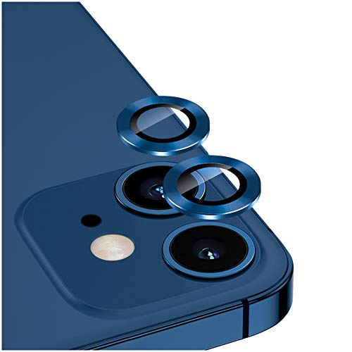 DIKKAR Kameraobjektivschutz für iPhone 12/12Mini, Kratzfeste HD-Kameraschutzfolie aus Gehärtetem Glas und Aluminiumlegierung,Metallring Kreislinse Bildschirmabdeckung (Blau) von DIKKAR