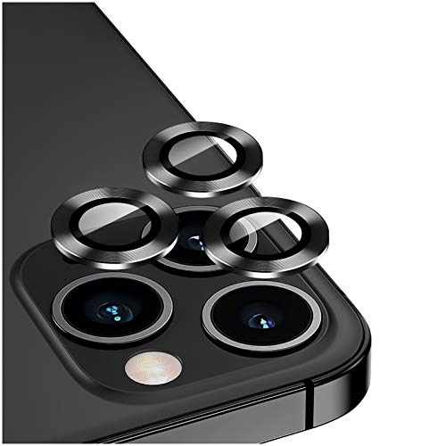 DIKKAR Kameraobjektivschutz für iPhone 12 Pro Max, Kratzfeste HD-Kameraschutzfolie aus Gehärtetem Glas und Aluminiumlegierung,Metallring Kreislinse Bildschirmabdeckung (Graphit) von DIKKAR