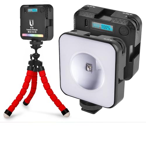 DILEGIO RGB-LED-Videoleuchte, tragbar, auf Stativ oder Magnet, Farbtemperatur von 2500 bis 9000 K, 20 verschiedene Beleuchtung, wiederaufladbarer Akku, 2000 mAh, ideal für Selfie und Kamera DILEGIO RGB-LED-Videoleuchte, tragbar, auf Stativ oder Magnet, Farbtemperatur von 2500 bis 9000 K, 20 verschiedene Beleuchtung, wiederaufladbarer Akku, 2000 mAh, ideal für Selfie und Kamera von DILEGIO
