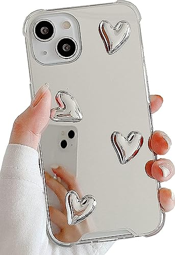 DIMEIYA Kompatibel mit iPhone 15 Pro Hülle, Spiegel Senior Silber Niedliches Herz Weiches Silikon Klar Make-up Spiegel Damen Mädchen Stoßfest Schutzhülle für iPhone 15 Pro DIMEIYA Kompatibel mit iPhone 15 Pro Hülle, Spiegel Senior Silber Niedliches Herz Weiches Silikon Klar Make-up Spiegel Damen Mädchen Stoßfest Schutzhülle für iPhone 15 Pro von DIMEIYA