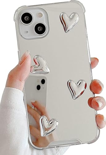 DIMEIYA Kompatibel mit iPhone 16 Pro, Spiegel, Senior, Silber, niedliches Herz, weiches Silikon, transparent, Make-up-Spiegel, für Damen und Mädchen, stoßfest, Schutzhülle für iPhone 16 Pro DIMEIYA Kompatibel mit iPhone 16 Pro, Spiegel, Senior, Silber, niedliches Herz, weiches Silikon, transparent, Make-up-Spiegel, für Damen und Mädchen, stoßfest, Schutzhülle für iPhone 16 Pro von DIMEIYA