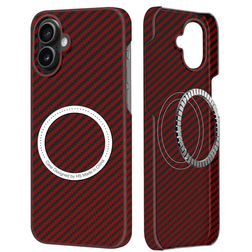DIMIYER Kohlefaser für iPhone 16 Hülle, Carbon Textur Handyhülle aus echter Aramidfaser, Ultradünne und leichte mit Magnetisch, Cover Case Tasche für iPhone 16 Hülle Carbon Kohlefaser Design von DIMIYER