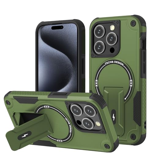 DIMIYER Panzerhülle für iPhone 15 Pro Hülle mit Ständer, Heavy Duty Schutzhülle für iPhone 15 Pro Hülle, Ganzkörper Militärischer Robust Stoßfest Handyhülle für iPhone 15 Pro Case, 6,1 Zoll von DIMIYER