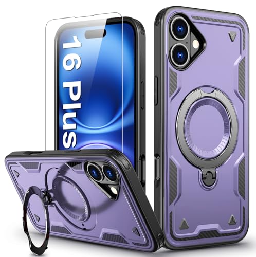 DIMIYER für iPhone 16 Plus Hülle, 360° Drehbarer Magnet Ständer Handyhülle mit Panzerfolie, Militärische Stoßfest Ring Halter Schutzhülle für iPhone 16 Plus Hülle Armour Defense Case Panzerhülle DIMIYER für iPhone 16 Plus Hülle, 360° Drehbarer Magnet Ständer Handyhülle mit Panzerfolie, Militärische Stoßfest Ring Halter Schutzhülle für iPhone 16 Plus Hülle Armour Defense Case Panzerhülle von DIMIYER