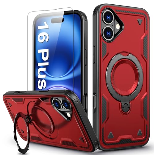 DIMIYER für iPhone 16 Plus Hülle, 360° Drehbarer Magnet Ständer Handyhülle mit Panzerfolie, Militärische Stoßfest Ring Halter Schutzhülle für iPhone 16 Plus Hülle Armour Defense Case Panzerhülle DIMIYER für iPhone 16 Plus Hülle, 360° Drehbarer Magnet Ständer Handyhülle mit Panzerfolie, Militärische Stoßfest Ring Halter Schutzhülle für iPhone 16 Plus Hülle Armour Defense Case Panzerhülle von DIMIYER