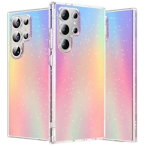 Glitzer Handyhülle für Samsung Galaxy S23 Ultra Hülle Bling Sparkle, Irisierend Glitzer Handyhülle für Frauen und Mädchen, Original Ultra Dünne Leichte Stoßfest Schutzhülle Case für Samsung S23 Ultra von DIMIYER