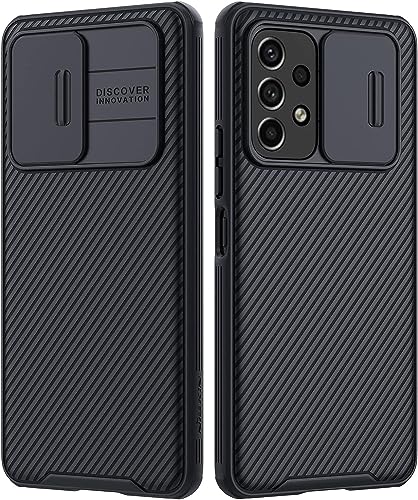 Handyhülle für Samsung Galaxy A14 Hülle Kameraschutz mit Slide Camera [Streifendesign] Handyhülle für Samsung Galaxy A14 5G Hülle Kamera Schutz mit Schieber, für Samsung A14 -Schwarz von DIMIYER