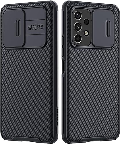 Handyhülle für Samsung Galaxy A34 Hülle Kameraschutz mit Slide Camera [Streifendesign] Handyhülle für Samsung Galaxy A34 5G Hülle Kamera Schutz mit Schieber, für Samsung A34 -Schwarz von DIMIYER