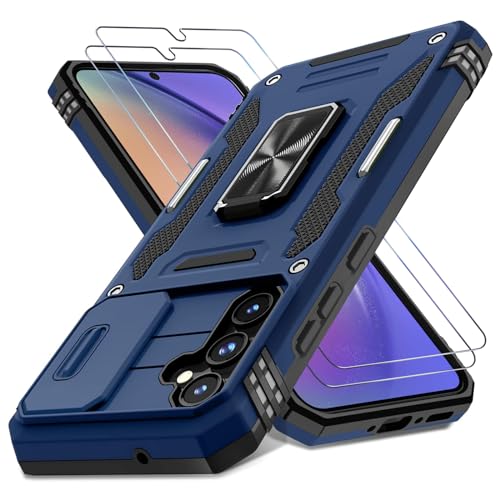 Kameraschutz Handyhülle für Samsung Galaxy A54 5G Hülle mit Panzerfolie [360 Grad Metall Ring Halter] Hybrid Kameraklappe Schutzhülle für Samsung Galaxy A54 Hülle Sutdoor Stoßfest Case Ständer Cover von DIMIYER