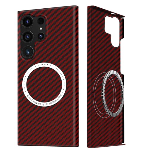Kohlefaser für Samsung Galaxy S21 Ultra Hülle, Carbon Textur Handyhülle aus echter Aramidfaser, Ultradünne und leichte mit Magnetisch, Cover Case Tasche für Samsung S21 Ultra 5G Kohlefaser Design von DIMIYER