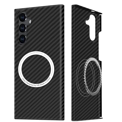 Kohlefaser für Samsung Galaxy S24 Hülle, Carbon Textur Handyhülle aus echter Aramidfaser, Ultradünne und leichte mit Magnetisch, Cover Case Tasche für Samsung S24 5G Kohlefaser Design von DIMIYER