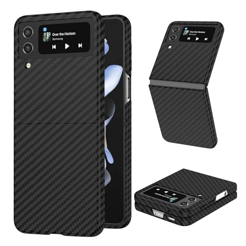 Kohlefaser für Samsung Galaxy Z Flip 3 Hülle, Carbon Textur Handyhülle aus echter Aramidfaser, Ultradünne und leichte, Cover Case Tasche für Samsung Flip 3 5G Hülle Carbon Kohlefaser Design von DIMIYER