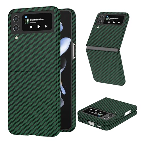 Kohlefaser für Samsung Galaxy Z Flip 3 Hülle, Carbon Textur Handyhülle aus echter Aramidfaser, Ultradünne und leichte, Cover Case Tasche für Samsung Flip 3 5G Hülle Carbon Kohlefaser Design von DIMIYER