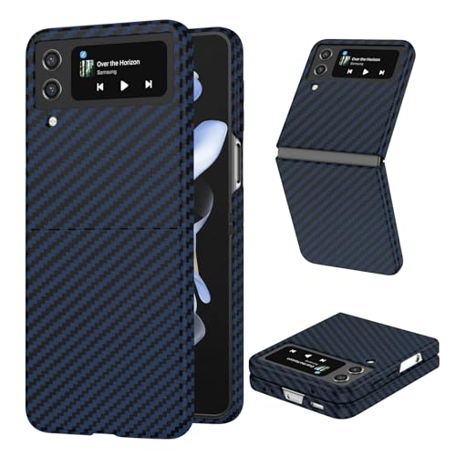 Kohlefaser für Samsung Galaxy Z Flip 4 Hülle, Carbon Textur Handyhülle aus echter Aramidfaser, Ultradünne und leichte, Cover Case Tasche für Samsung Flip 4 5G Hülle Carbon Kohlefaser Design von DIMIYER