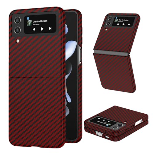 Kohlefaser für Samsung Galaxy Z Flip 4 Hülle, Carbon Textur Handyhülle aus echter Aramidfaser, Ultradünne und leichte, Cover Case Tasche für Samsung Flip 4 5G Hülle Carbon Kohlefaser Design von DIMIYER