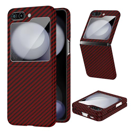 Kohlefaser für Samsung Galaxy Z Flip 5 Hülle, Carbon Textur Handyhülle aus echter Aramidfaser, Ultradünne und leichte, Cover Case Tasche für Samsung Flip 5 5G Hülle Carbon Kohlefaser Design von DIMIYER
