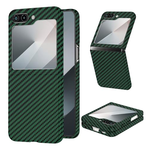 Kohlefaser für Samsung Galaxy Z Flip 6 Hülle, Carbon Textur Handyhülle aus echter Aramidfaser, Ultradünne und leichte, Cover Case Tasche für Samsung Flip 6 5G Hülle Carbon Kohlefaser Design von DIMIYER