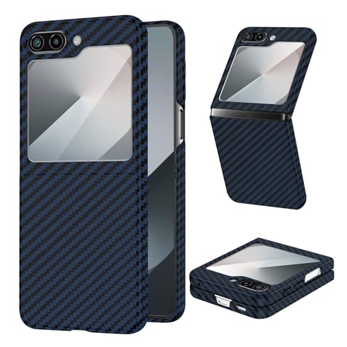 Kohlefaser für Samsung Galaxy Z Flip 6 Hülle, Carbon Textur Handyhülle aus echter Aramidfaser, Ultradünne und leichte, Cover Case Tasche für Samsung Flip 6 5G Hülle Carbon Kohlefaser Design von DIMIYER