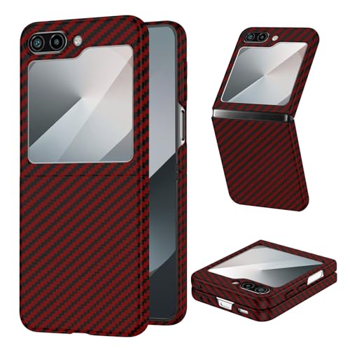 Kohlefaser für Samsung Galaxy Z Flip 6 Hülle, Carbon Textur Handyhülle aus echter Aramidfaser, Ultradünne und leichte, Cover Case Tasche für Samsung Flip 6 5G Hülle Carbon Kohlefaser Design von DIMIYER