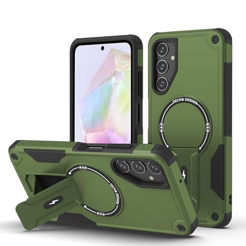 Panzerhülle für Samsung Galaxy A35 Hülle mit Ständer, Heavy Duty Schutzhülle für Samsung Galaxy A35 Hülle, Ganzkörper Militärischer Robust Stoßfest Handyhülle für Samsung A35 Case von DIMIYER