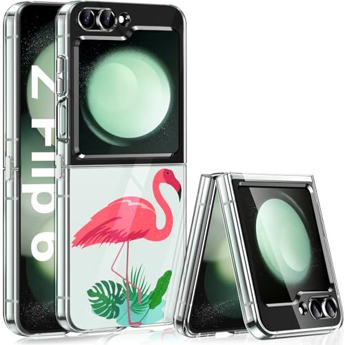 Samsung Galaxy Z Flip 6 5G Hülle - Flamingo Muster Transparent TPU Silikon Handyhülle, Slim 360 Grad Stoßfest Clear Schutzhülle für Z Flip 6 Case von DIMIYER