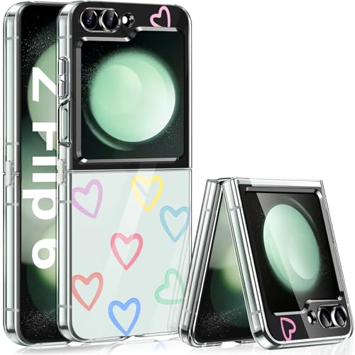 Z Flip 6 Hülle, Samsung Z Flip 6 5G Hülle Herz Motiv Muster Transparent TPU Silikon, Handyhülle für Samsung Galaxy Z Flip 6 Hülle Slim 360 Grad Stoßfest Claer Schutzhülle für Samsung Flip 6 Case von DIMIYER