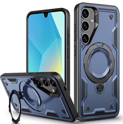 für Samsung Galaxy A16 Hülle, 360° Drehbarer Magnet Ständer Handyhülle mit Magsafe, Militärische Stoßfest Ring Halter Schutzhülle für Samsung A16 5G Hülle Armour Defense Case Panzerhülle von DIMIYER