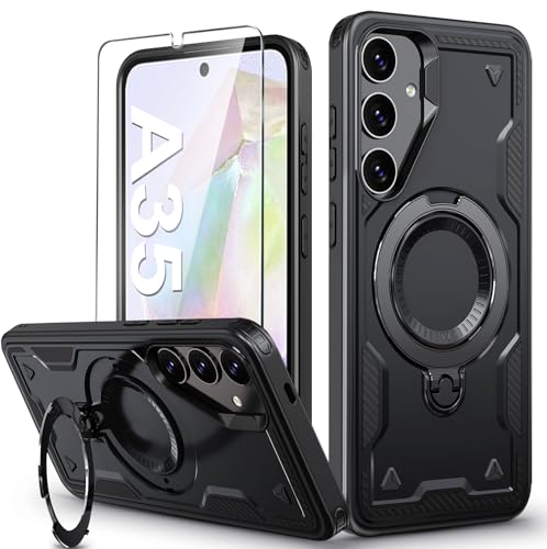 für Samsung Galaxy A35 Hülle, 360° Drehbarer Magnet Ständer Handyhülle mit Panzerfolie, Militärische Stoßfest Ring Halter Schutzhülle für Samsung A35 Hülle 5G Armour Defense Case Panzerhülle für Samsung Galaxy A35 Hülle, 360° Drehbarer Magnet Ständer Handyhülle mit Panzerfolie, Militärische Stoßfest Ring Halter Schutzhülle für Samsung A35 Hülle 5G Armour Defense Case Panzerhülle von DIMIYER
