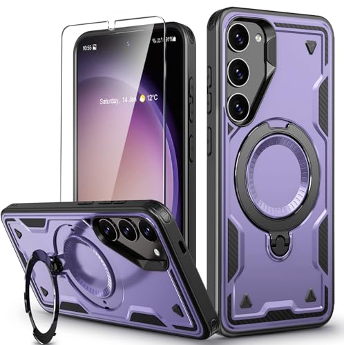 für Samsung Galaxy S23 Hülle, 360° Drehbarer Magnet Ständer Handyhülle mit Panzerglas, Militärische Stoßfest Ring Halter Schutzhülle für Samsung S23 Hülle 5G Armour Defense Case Panzerhülle für Samsung Galaxy S23 Hülle, 360° Drehbarer Magnet Ständer Handyhülle mit Panzerglas, Militärische Stoßfest Ring Halter Schutzhülle für Samsung S23 Hülle 5G Armour Defense Case Panzerhülle von DIMIYER