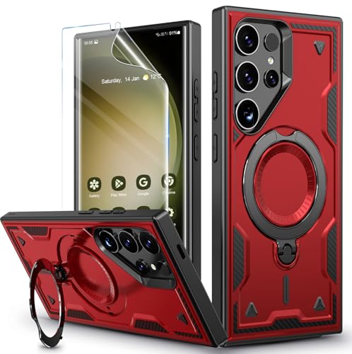 für Samsung Galaxy S23 Ultra Hülle, 360° Drehbarer Magnet Ständer Handyhülle mit Panzerglas,Militärische Stoßfest Ring Halter Schutzhülle für Samsung S23 Ultra Hülle 5G Armour Defense Case Panzerhülle für Samsung Galaxy S23 Ultra Hülle, 360° Drehbarer Magnet Ständer Handyhülle mit Panzerglas,Militärische Stoßfest Ring Halter Schutzhülle für Samsung S23 Ultra Hülle 5G Armour Defense Case Panzerhülle von DIMIYER