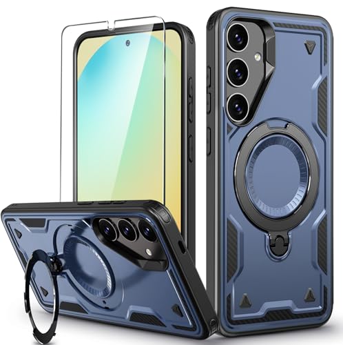 für Samsung Galaxy S24 FE Hülle, 360° Drehbarer Magnet Ständer Handyhülle mit Panzerglas,Militärische Stoßfest Ring Halter Schutzhülle für Samsung S24 FE Hülle 5G Armour Defense Case Panzerhülle für Samsung Galaxy S24 FE Hülle, 360° Drehbarer Magnet Ständer Handyhülle mit Panzerglas,Militärische Stoßfest Ring Halter Schutzhülle für Samsung S24 FE Hülle 5G Armour Defense Case Panzerhülle von DIMIYER