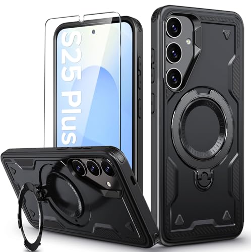 für Samsung Galaxy S25 Plus Hülle, 360° Drehbarer Magnet Ständer Handyhülle mit Panzerfolie, Militärische Stoßfest Ring Halter Schutzhülle Galaxy S25 Plus 5G Hülle Armour Defense Case Panzerhülle für Samsung Galaxy S25 Plus Hülle, 360° Drehbarer Magnet Ständer Handyhülle mit Panzerfolie, Militärische Stoßfest Ring Halter Schutzhülle Galaxy S25 Plus 5G Hülle Armour Defense Case Panzerhülle von DIMIYER