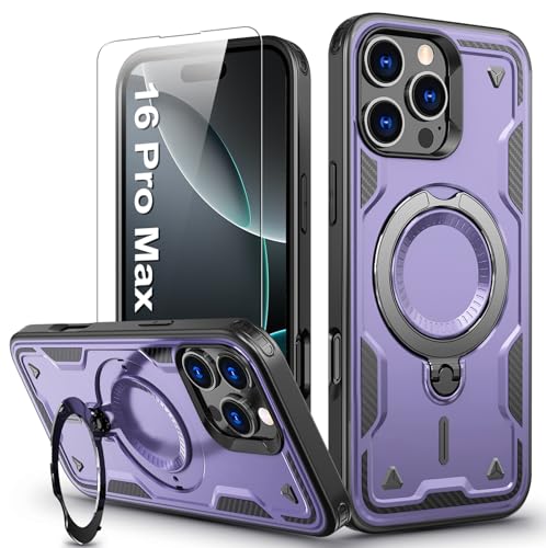 für iPhone 16 Pro Max Hülle, 360° Drehbarer Magnet Ständer Handyhülle mit Panzerfolie, Militärische Stoßfest Ring Halter Schutzhülle für iPhone 16 Pro Max Hülle Armour Defense Case Panzerhülle für iPhone 16 Pro Max Hülle, 360° Drehbarer Magnet Ständer Handyhülle mit Panzerfolie, Militärische Stoßfest Ring Halter Schutzhülle für iPhone 16 Pro Max Hülle Armour Defense Case Panzerhülle von DIMIYER