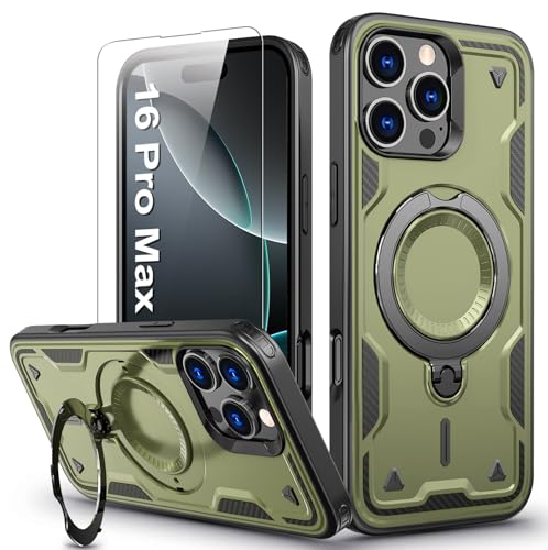 für iPhone 16 Pro Max Hülle, 360° Drehbarer Magnet Ständer Handyhülle mit Panzerfolie, Militärische Stoßfest Ring Halter Schutzhülle für iPhone 16 Pro Max Hülle Armour Defense Case Panzerhülle für iPhone 16 Pro Max Hülle, 360° Drehbarer Magnet Ständer Handyhülle mit Panzerfolie, Militärische Stoßfest Ring Halter Schutzhülle für iPhone 16 Pro Max Hülle Armour Defense Case Panzerhülle von DIMIYER