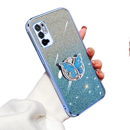 DINGK Hülle für Redmi Note 10 5G Handyhülle Weich Silikon mit Schmetterling Ständer Schutzhülle für Redmi Note 10 5G Galvanisierte Glitzer Stoßfeste Hülle Kompatibel mit Redmi Note 10 5G (blue) DINGK Hülle für Redmi Note 10 5G Handyhülle Weich Silikon mit Schmetterling Ständer Schutzhülle für Redmi Note 10 5G Galvanisierte Glitzer Stoßfeste Hülle Kompatibel mit Redmi Note 10 5G (blue) von DINGK