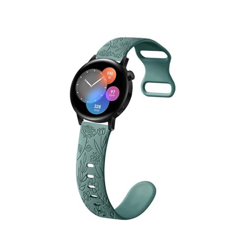 DINGK Silikon Armband Kompatibel mit Huawei Watch GT 3 Pro 43mm/GT 3 42mm Armbänder, Weiches Sport Langlebig Floral Gravierte für Damen Ersatzarmband für Huawei Watch GT3 Pro 43mm/GT3 42mm Band (1) von DINGK