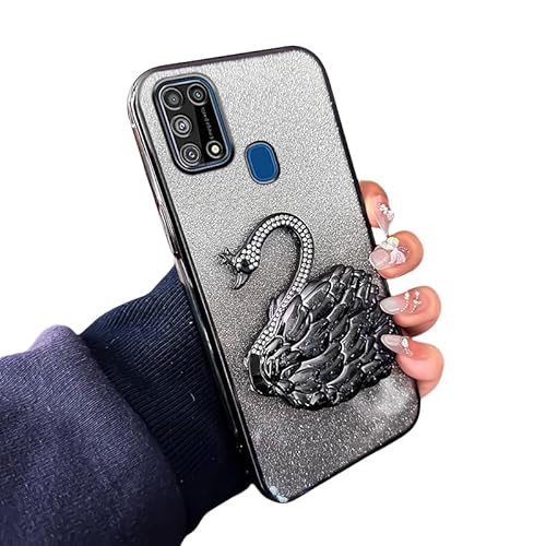 Hülle Kompatibel mit Samsung Galaxy M31 Handyhülle Weiches Silikon Stoßfeste Schutzhülle mit Faltbar Schwan Ständer Handyhülle für Samsung M31 Hülle Stilvoll für Frauen Case (E) von DINGK