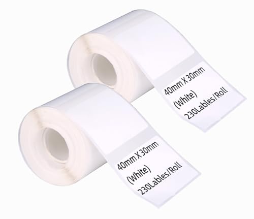 DINGYI Thermo-Etiketten, kompatibel mit M110/120 Druckeretiketten, weiß, klebend, wasserdicht, 230 Etiketten,Thermodruckerpapier für Barcode, Einzelhandel, Heimbüro, 2 Rollen(2,40 x 30 mm) DINGYI Thermo-Etiketten, kompatibel mit M110/120 Druckeretiketten, weiß, klebend, wasserdicht, 230 Etiketten,Thermodruckerpapier für Barcode, Einzelhandel, Heimbüro, 2 Rollen(2,40 x 30 mm) von DINGYI