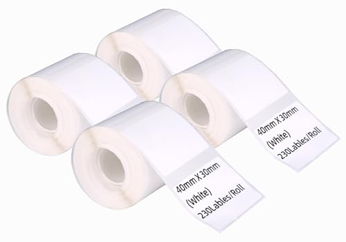 DINGYI Thermopapier, kompatibel mit M110/120 Drucker, weiß, klebend, wasserdicht, 40 x 30 mm, 230 Etiketten/Rolle, Thermodrucker-Papier für Barcode-Einzelhandel, 1 Rollen (1, 40 x 30 mm) DINGYI Thermopapier, kompatibel mit M110/120 Drucker, weiß, klebend, wasserdicht, 40 x 30 mm, 230 Etiketten/Rolle, Thermodrucker-Papier für Barcode-Einzelhandel, 1 Rollen (1, 40 x 30 mm) von DINGYI