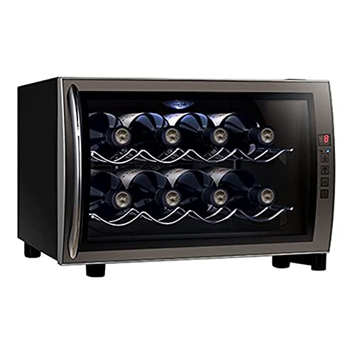 DINGYXIN Kühlschrank für 8 Flaschen – weiß-roter Kühler, Arbeitsplattenkühler – kompakter Mini-Weinkühlschrank, mit digitaler Steuerung, Edelstahltür von DINGYXIN