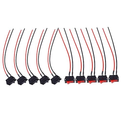 DINHEAROM 10Stücke Hupenschalter Robuster Elektrotrompetenschalter Doppelblitz Schalter Für Motorräder Rot Und Schwarz Für Umbauten von DINHEAROM